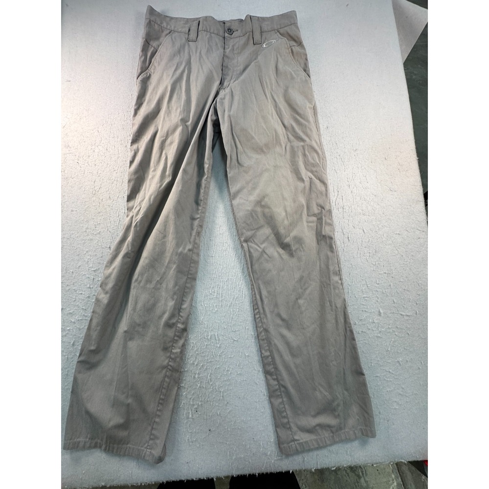 Oakley Chino Pants Mens 32 Gray Casual Slash Pockets Straight Leg Flat Front